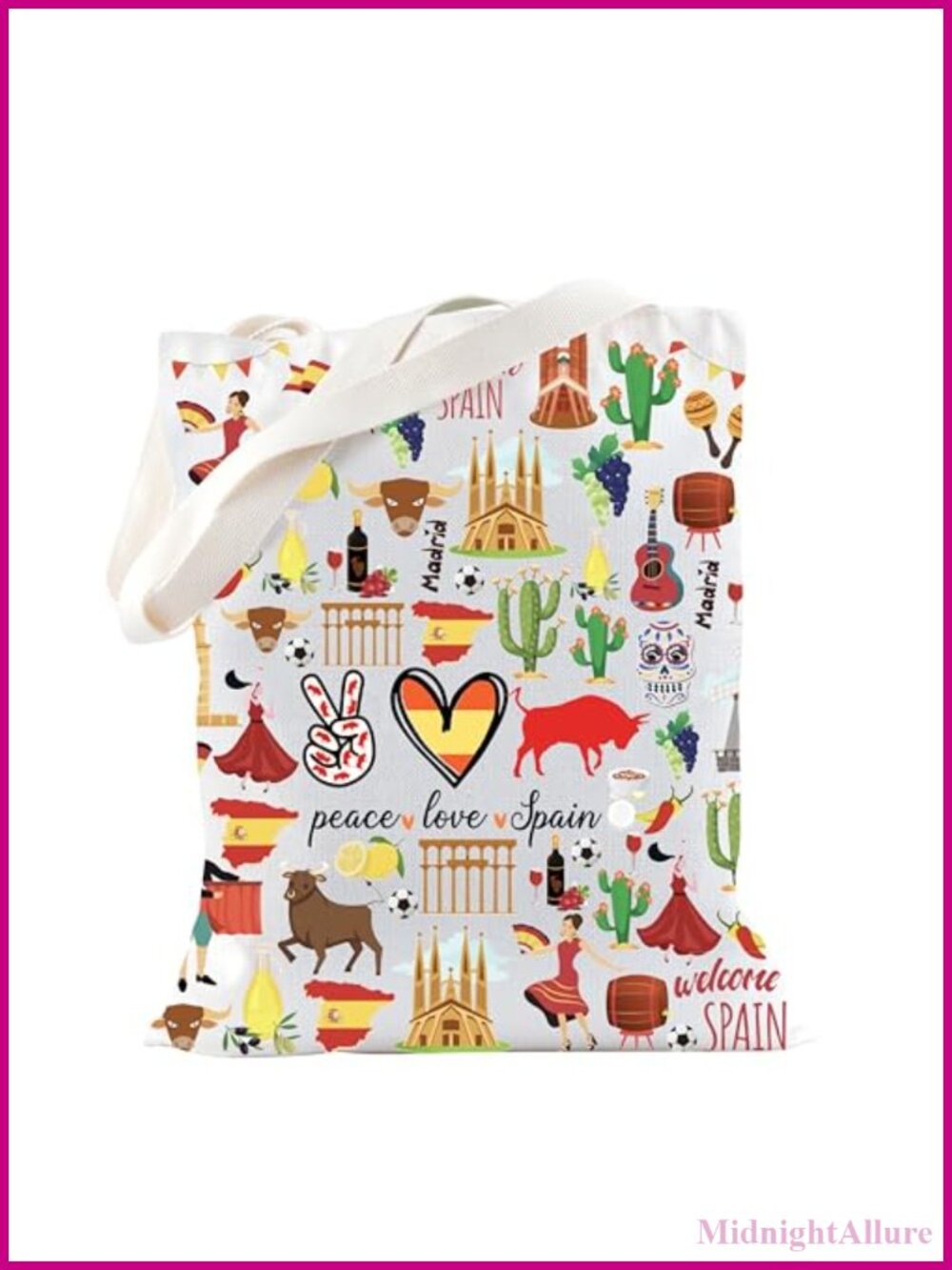 Waterproof Polyester Tote Bag Travel Vacation Spain Gift
